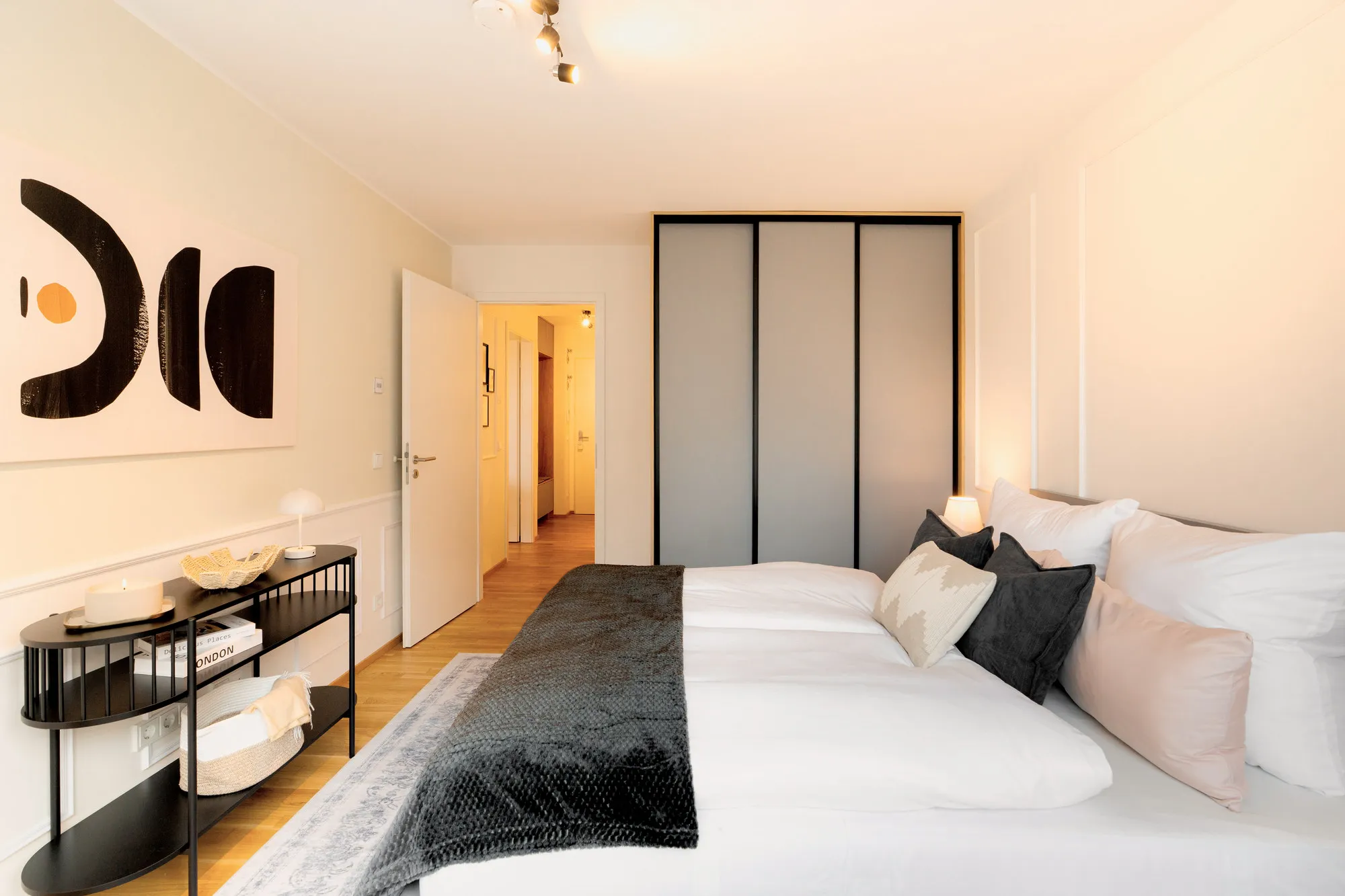 Schlafzimmer im Boutique-Apartment Marina Garden in Dresden